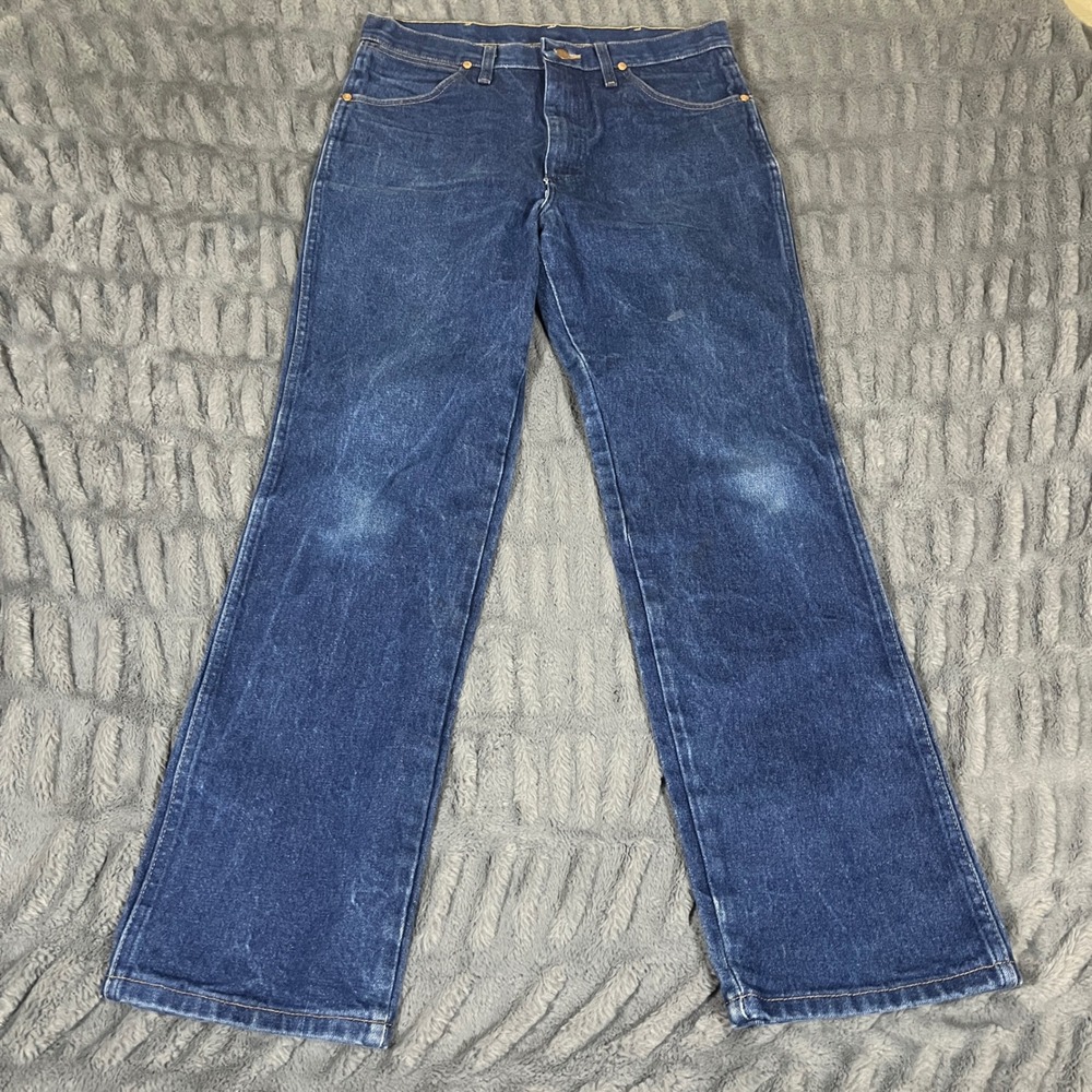 Wrangler 936DEN Cowboy Cut Slim Fit Jeans Mens 34x32 Dark Wash Blue Denim